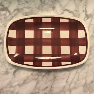 Vintage MCM T.G. Green Patio Small Red Gingham Plate